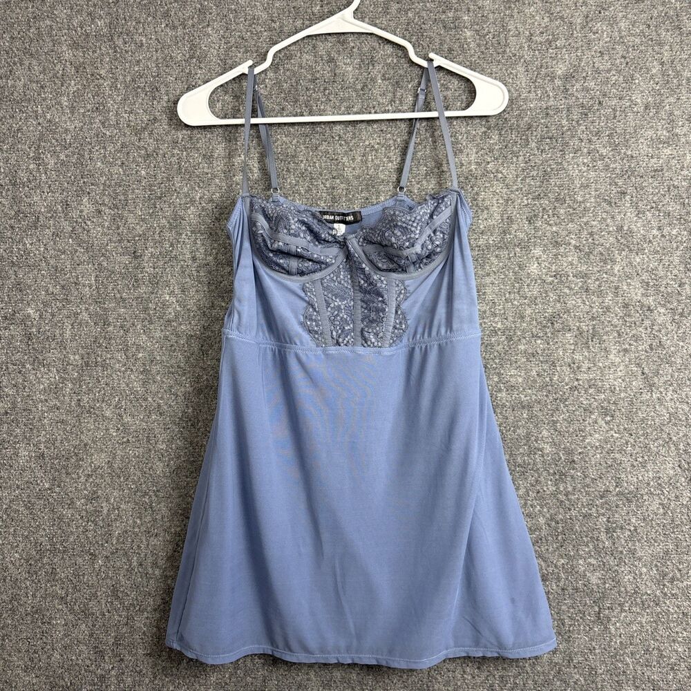 Urban outfitters Brenna Bustier Mini Dress Juniors Size L Blue Gray Coquette Y2K